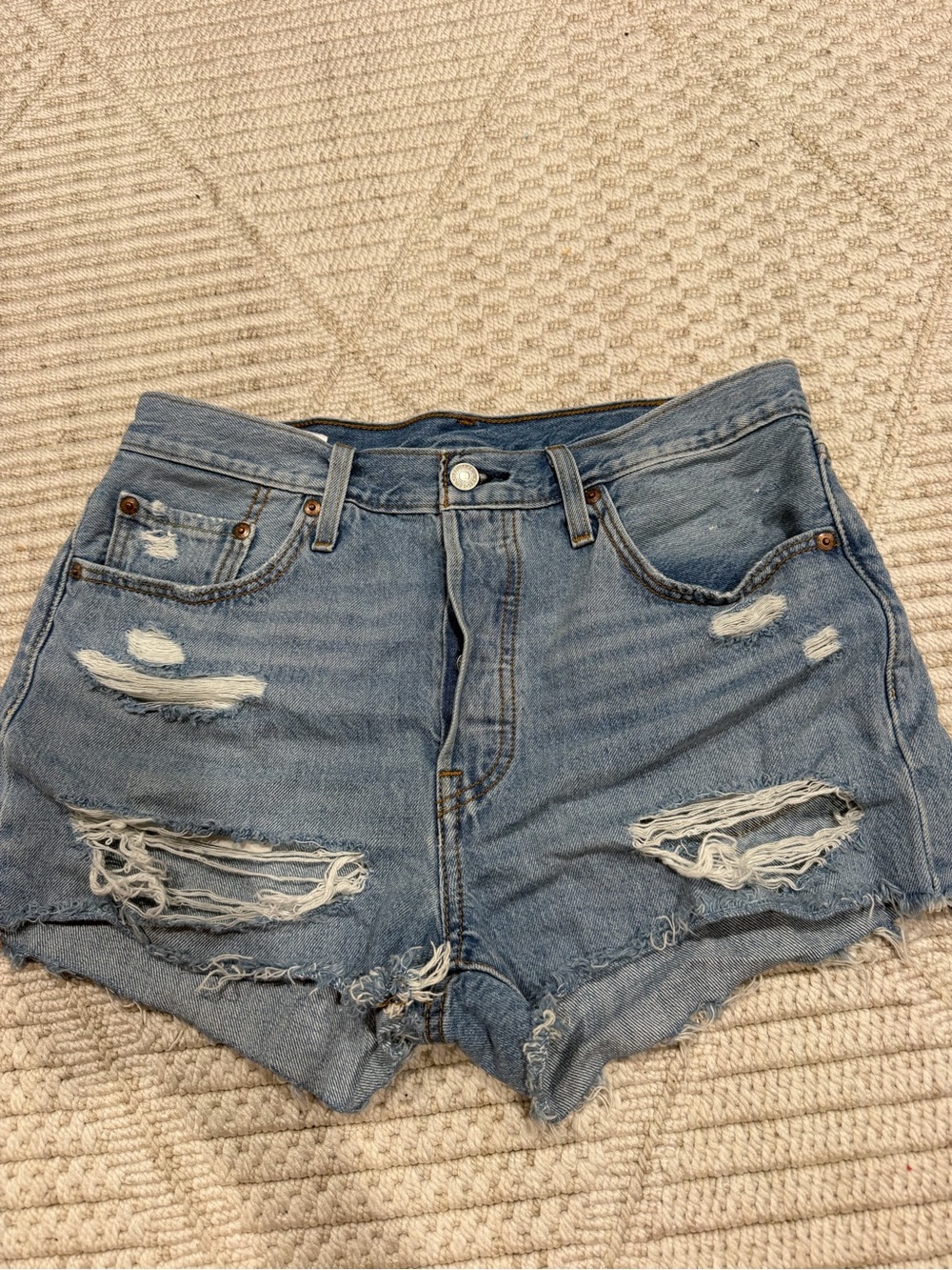 Levi's Light Blue Distressed Cutoff Denim Shorts